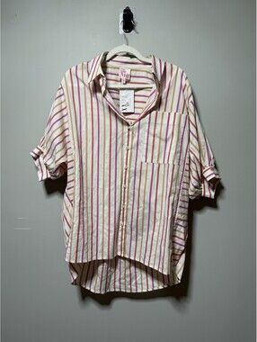 SO ME Multicolored Stripe Button Down Shirt M  NWT Office Business Casual